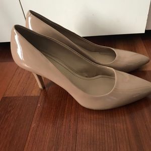 BCBGeneration Nude Patent Pointed Toe Heels